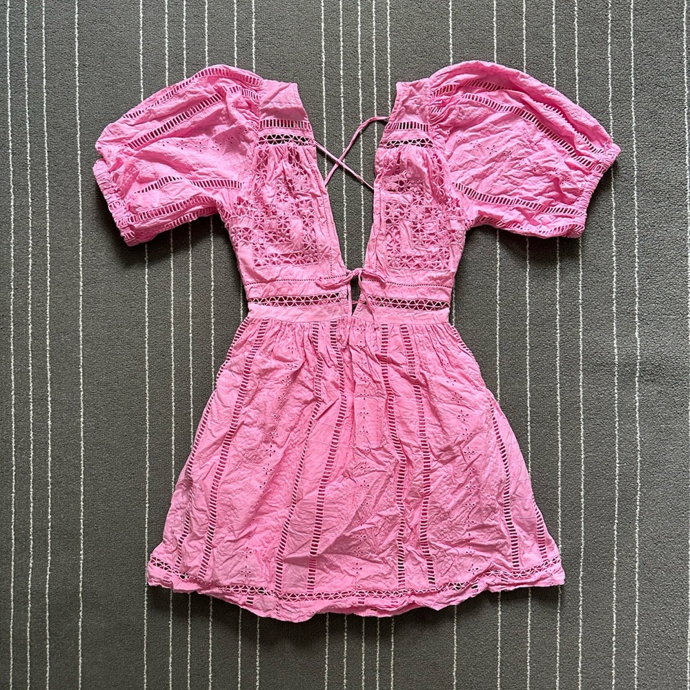 Urban Outfitters Marla Eyelet Puff Sleeve Mini Dress